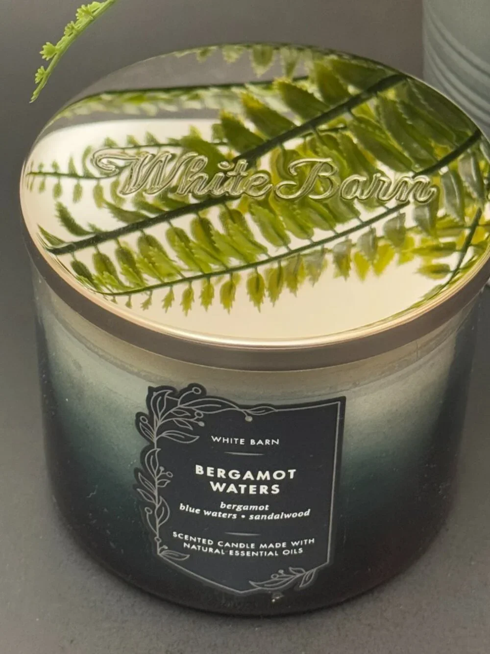BBW Bergamot Waters White Barn Bath & Body Works 3 Wick Candle - Picture 4 of 10